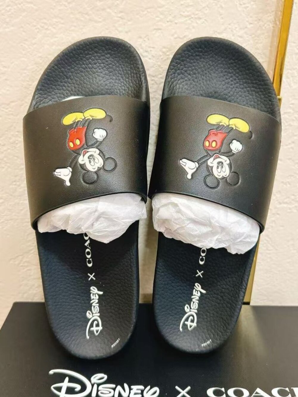 New Coach women’s Disney X Coach Udele Sport Slide With Mickey Mouse CAF13